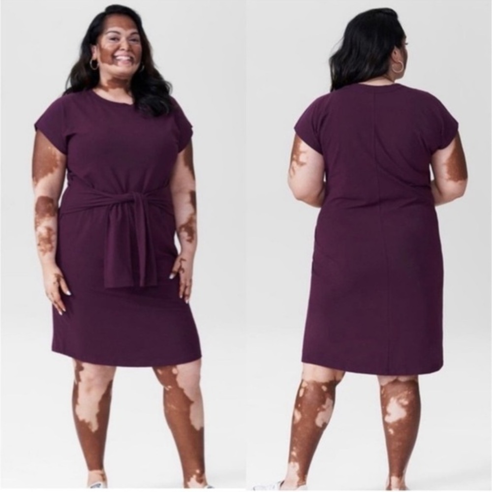 NWT UNIVERSAL STANDARD MISA JERSEY EGGPLANT FRONT TIE MIDI DRESS SIZE XL